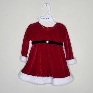 NWT Katie M Baby Girl 12 M Christmas Dress Santa Red Velour White Fur Holiday